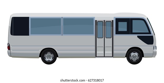 Small passenger bus on a white background