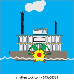 A small passenger ship (steamer).