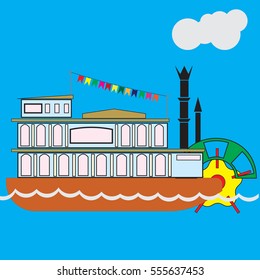A small passenger ship (steamer).
