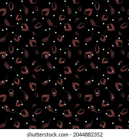 Small pattern of leaves brown color. For Fabric textiles print. All over and vector design