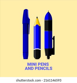 small pen and pencil flat illustration.