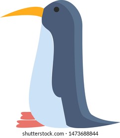 Un pequeño pingüino de color azul con pico amarillo agudo, vector, dibujo de color o ilustración.