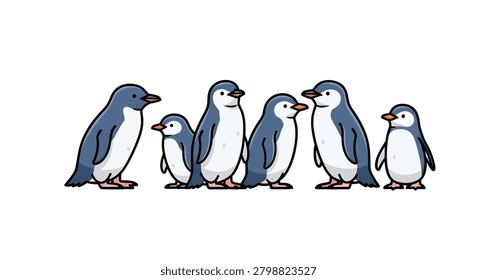 Small penguins standing in a group
