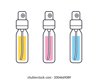 
Small perfume fragrance sample spray bottle tester set isolated vector
