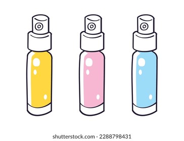 Small perfume fragrance sample spray bottle tester set isolated vector