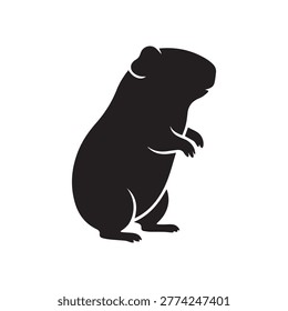 Small pet rodent guinea pig silhouette vector illustration isolated