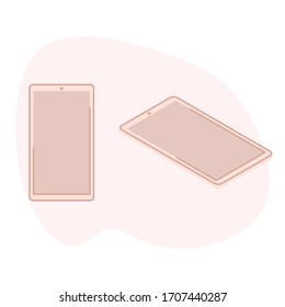 Small phone set on white background vector illustration cartoon flat design modern style