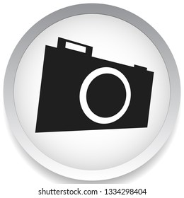 Small photo camera icon. Hobby photography concept icon