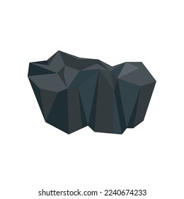 Small piece of black coal cartoon illustration. Small lump of charcoal, basalt, nugget, rock, graphite or anthracite isolated on white background. Mine, mineral recourse concept