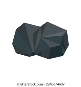 Small piece of black coal illustration. Small lump of charcoal, basalt, nugget, rock, graphite or anthracite isolated on white background. Mine, mineral recourse concept