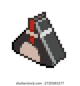 Pequeña pieza de pixel art Vector de una bola de arroz (onigiri) envuelto en una alga oscura, cubriendo. tiene una forma triangular para la decoración, elemento, etiqueta engomada, icono