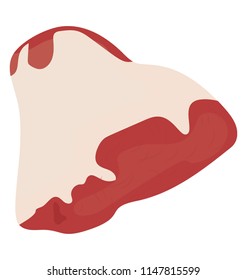 
A small piece of red meat with fats symbolizing foreshank 
