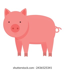 Pequeño icono de cerdo vector de dibujos animados. Animal de granja sano. Naturaleza alimentaria rural
