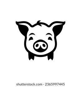 Icono de cerdo pequeño aislado en fondo blanco