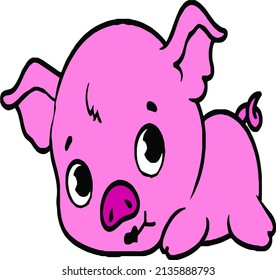 Small pig laying down vector