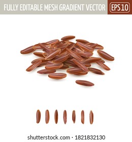 Small pile of long grain red rice.