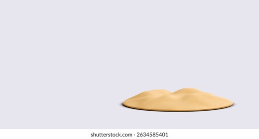 Small Pile Of Yellow Sand In Minimal 3D Style, Lying On Light Background. Perfect For Beach Themes, Summer Design, Desert Landscapes, Or Travel Concepts. Clean Vector Illustration