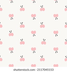 small pink abstract butterfly, simple clean animal seamless pattern background, fabric and textile surface design, wrapping paper motif, gift cover texture, hand drawn wallpaper decor, minimal vector