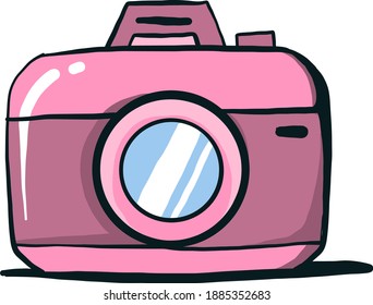 Pequeño juguete de cámara rosa , ilustración, vector sobre fondo blanco