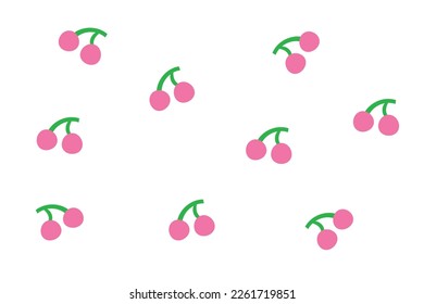 Small pink cheery pattern on a white plain background