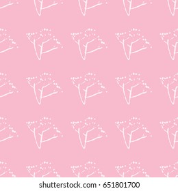 Small Pink Floral Seamless Pattern with hand drawn branches for textile. Seamless pattern can be used for wallpaper, pattern fills, web page background,surface textures.