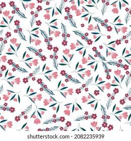 Small pink flowers seamless pattern