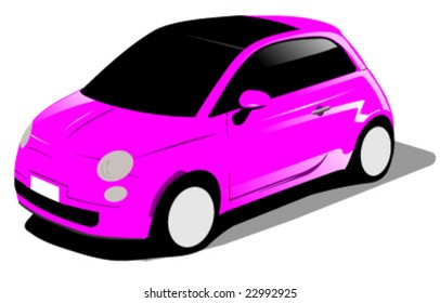 small pink italian car isolated on a white background