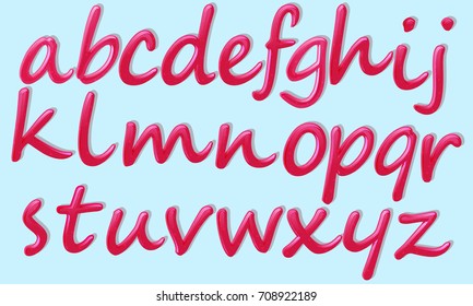 Small pink letters of the alphabet written with nail polish