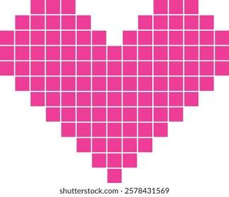 Small pink squares are formed in the shape of a heart. ้heart shape vector illustration.