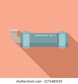 Small pipe connector icon flat vector. Valve drain. Steel system