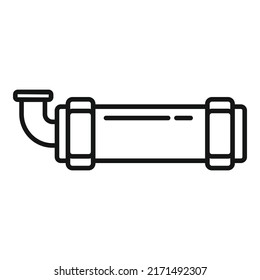 Vector de contorno de icono de tubería pequeña. Drenaje de válvulas. Sistema de acero