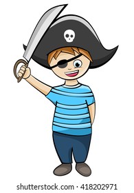 Small pirate boy, vector illustration