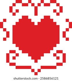 Small Pixel Heart With Swirls