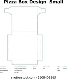 Small Pizza Box Design Template Flatpack, Cardboard, Printable, Packaging