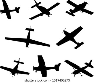 Small Plane Silhouettes - Vector Illustration