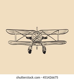 Small plane vector drawing isolated on white background