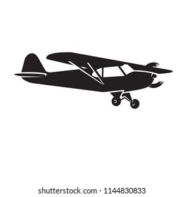 Small plane vector illustration icon. Single engine propelled aircraft. Air tours wehicle