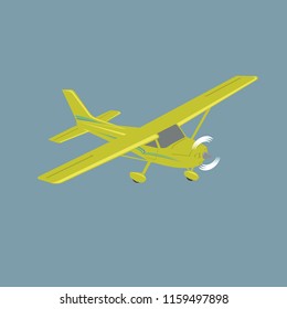 Small plane vector illustration icon. Single engine propelled aircraft. Air tours wehicle