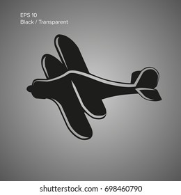 Small plane vector illustration icon. Single engine propelled biplane aircraft. Vector illustration.