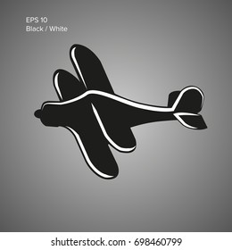 Small plane vector illustration icon. Single engine propelled biplane aircraft. Vector illustration.