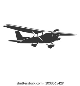 Small plane vector illustration. Single engine propelled aircraft.