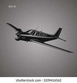 Small plane vector illustration. Single engine propelled passenger aircraft.