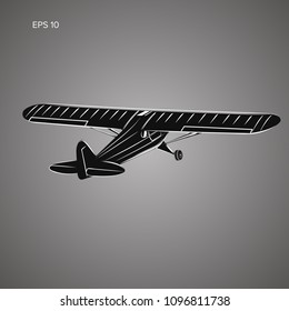 Small plane vector illustration. Single engine propelled aircraft. Vector illustration. Icon. Rear view