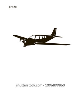 Small plane vector illustration. Single engine propelled aircraft. Vector illustration. Icon. Turboprop private plane