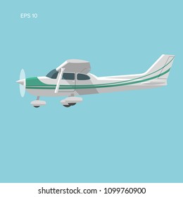 Small plane vector illustration. Single engine propelled aircraft. Vector illustration. Flat design icon. Turboprop private plane