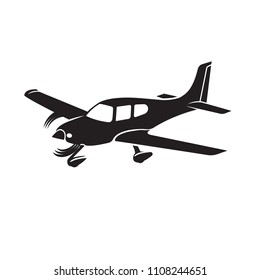 Small plane vector illustration. Single engine propelled aircraft. Vector illustration. Icon. Turboprop private plane