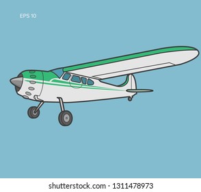 Small plane vector illustration. Single engine propelled aircraft.