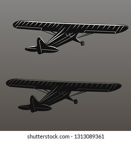 Small plane vector illustration. Single engine propelled aircraft. Air tours wehicle