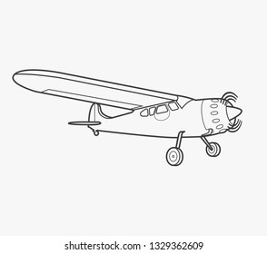 Small plane vector illustration. Single engine propelled aircraft.