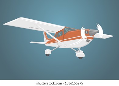 Small plane vector illustration. Single engine propelled aircraft.